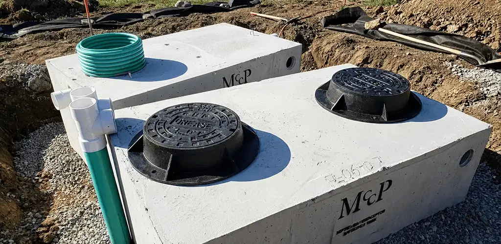 Grease trap installation unit set in place for drainage protection in Fort Worth, TX