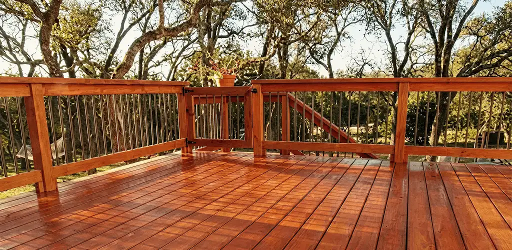 Deck sealing results with a freshly sealed wood deck in Fort Worth, TX